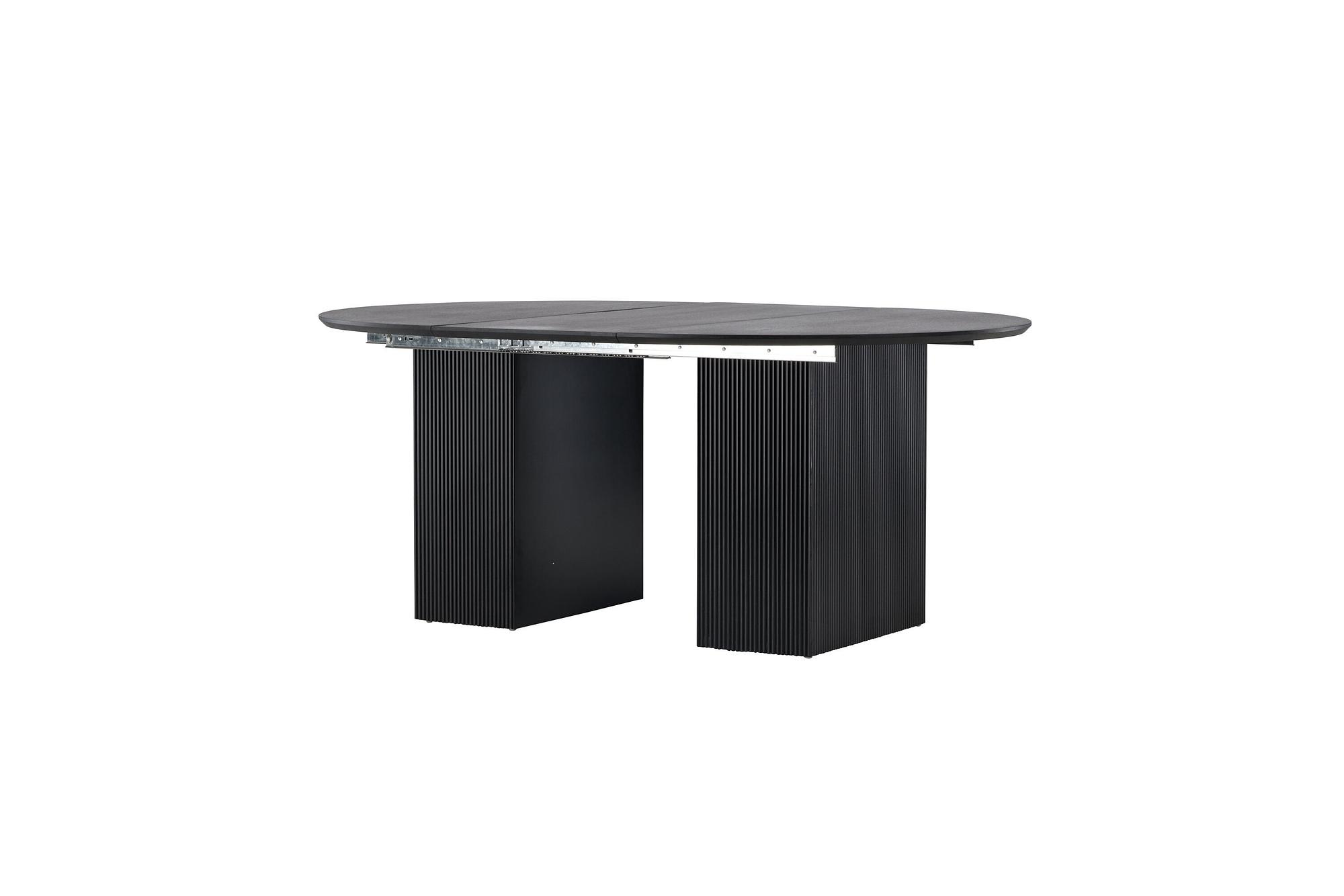 Matilda Dining table extendable MDF Veneer Black ø130/180cm 4