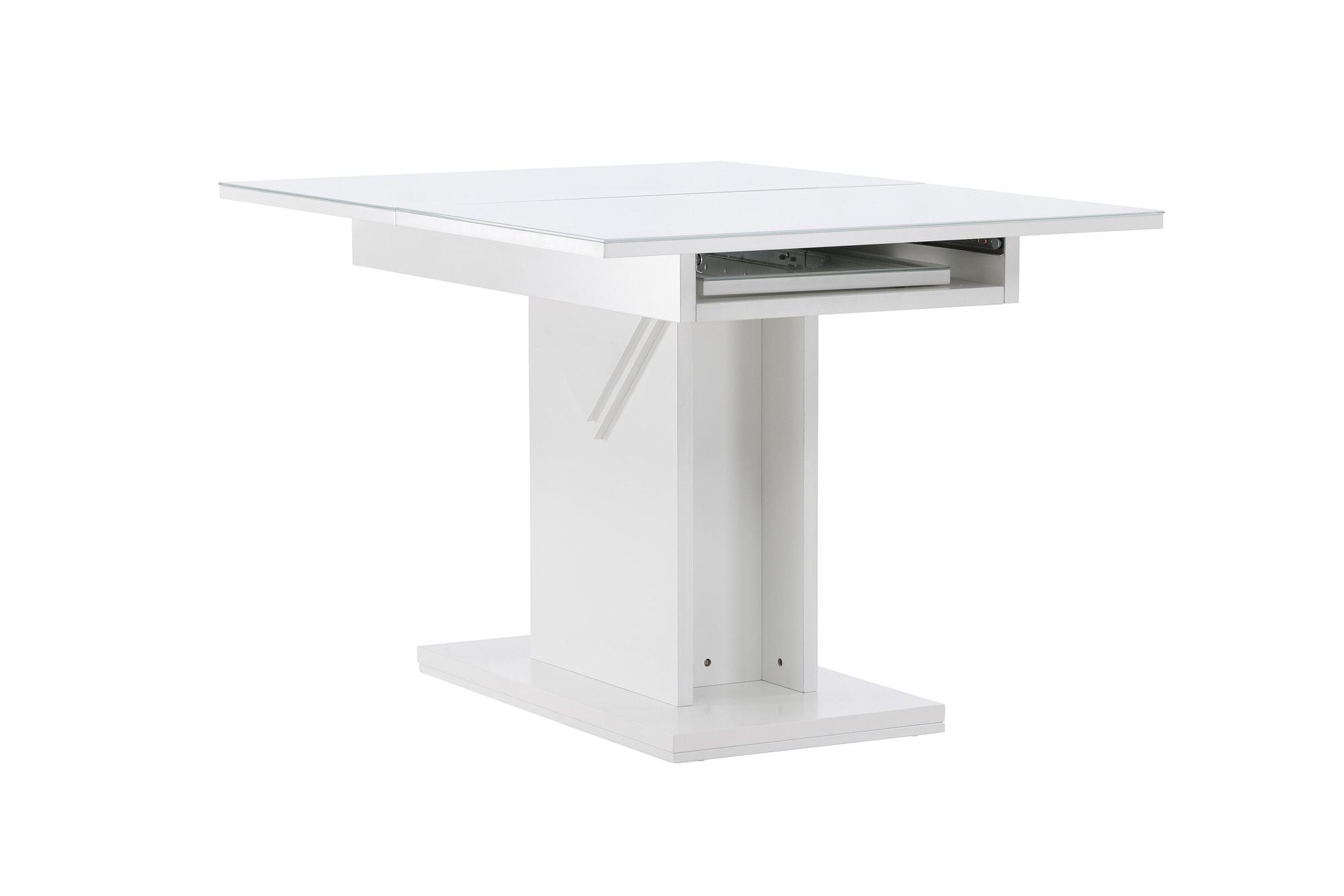 Pluto Dining table MDF/Glass White 120/160×90cm 2