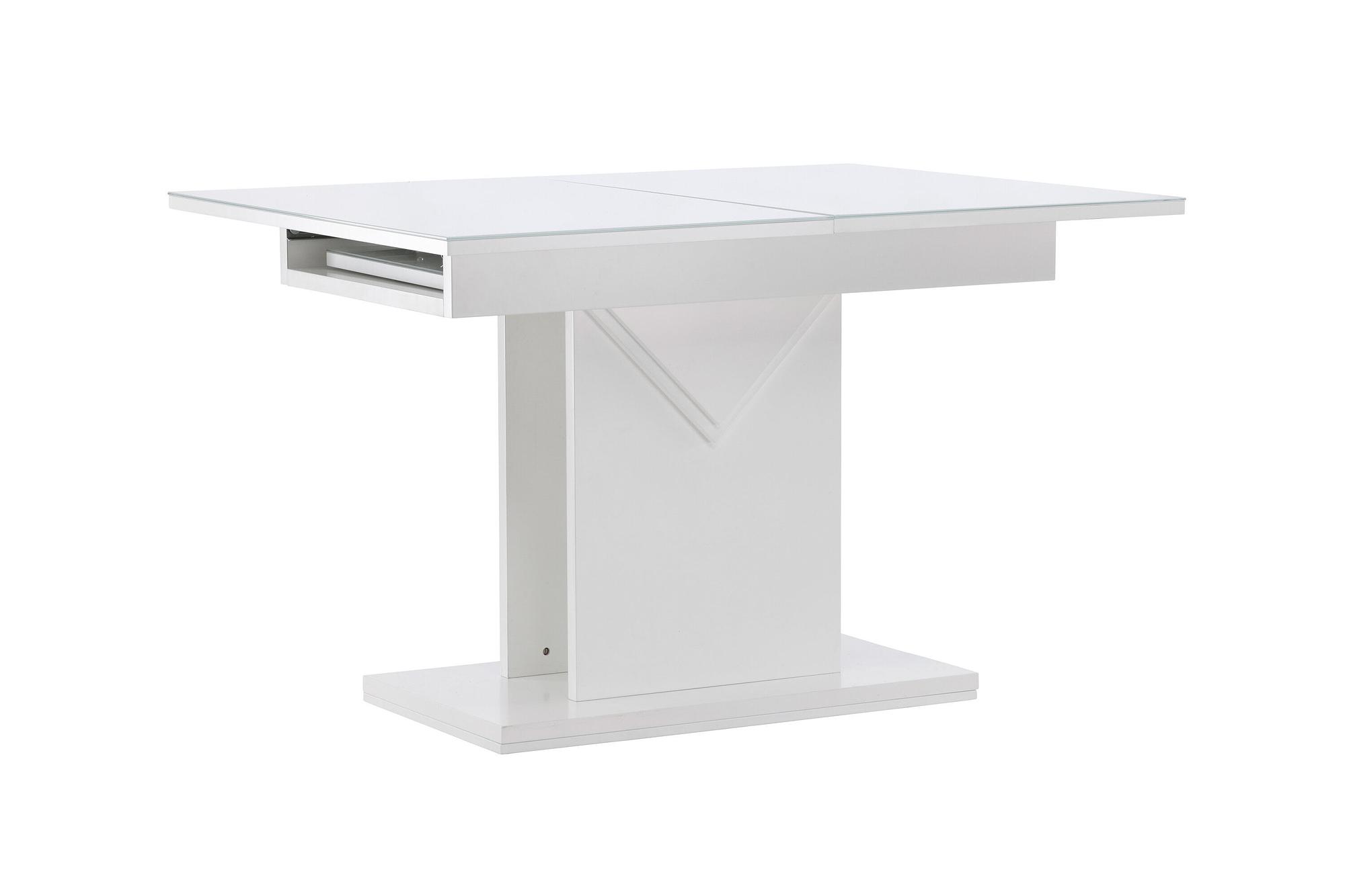 Pluto  Esstisch  MDF/Glas Weiß 120/160×90cm 5