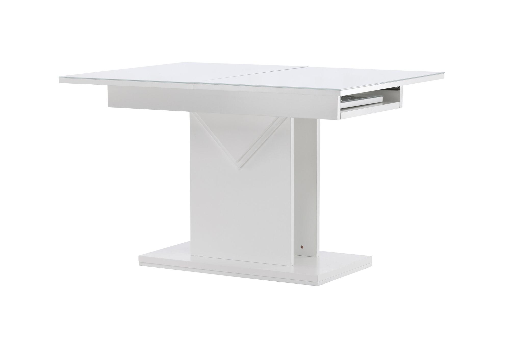 Pluto Dining table MDF/Glass White 120/160×90cm 1