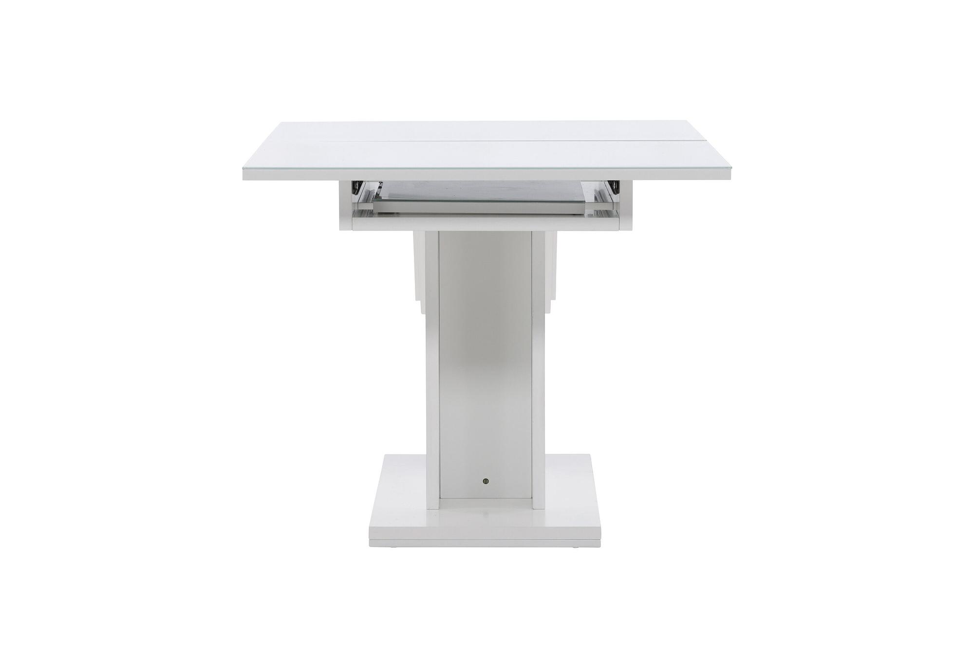 Pluto  Esstisch  MDF/Glas Weiß 120/160×90cm 3
