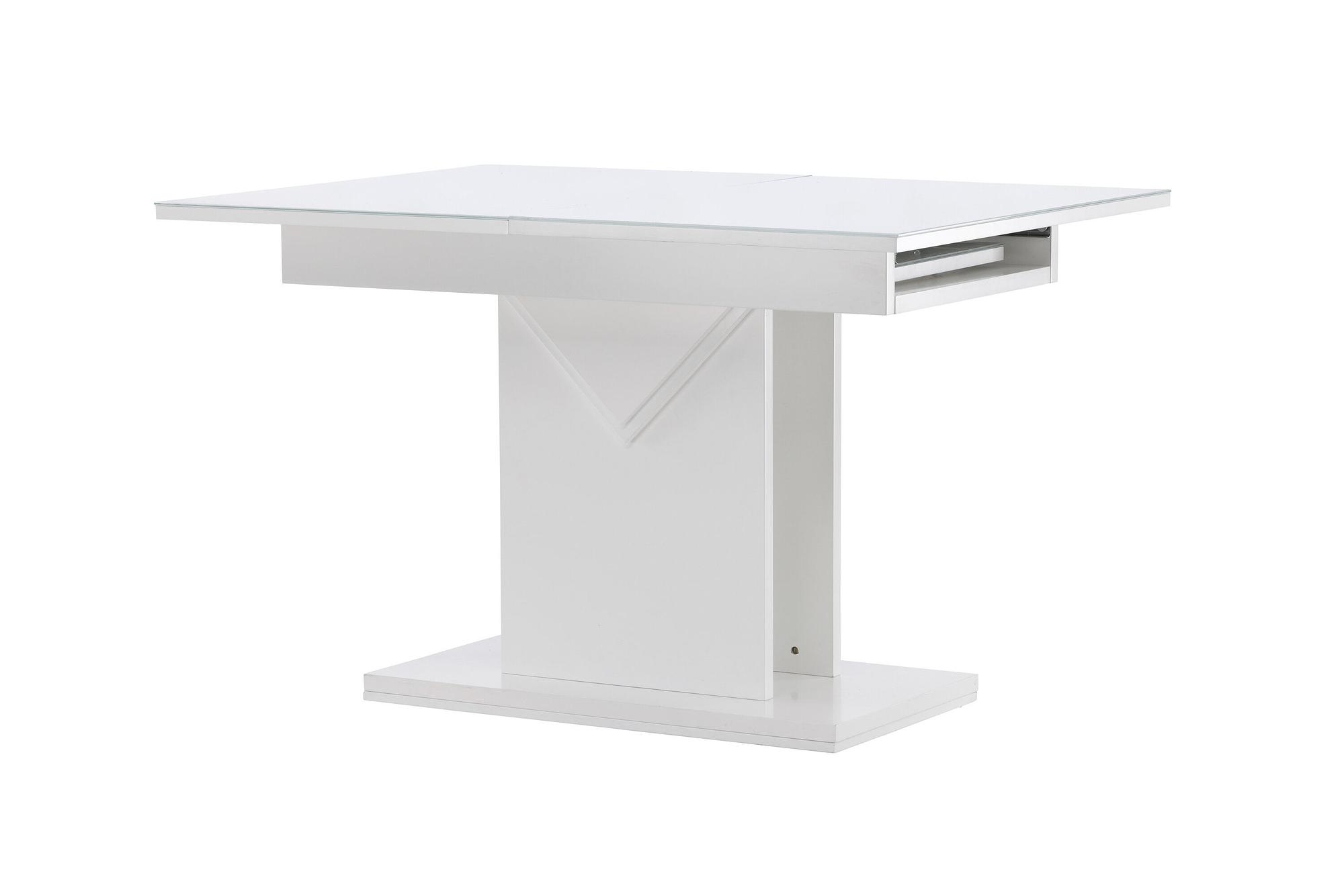 Pluto Dining table MDF/Glass White 120/160×90cm 7