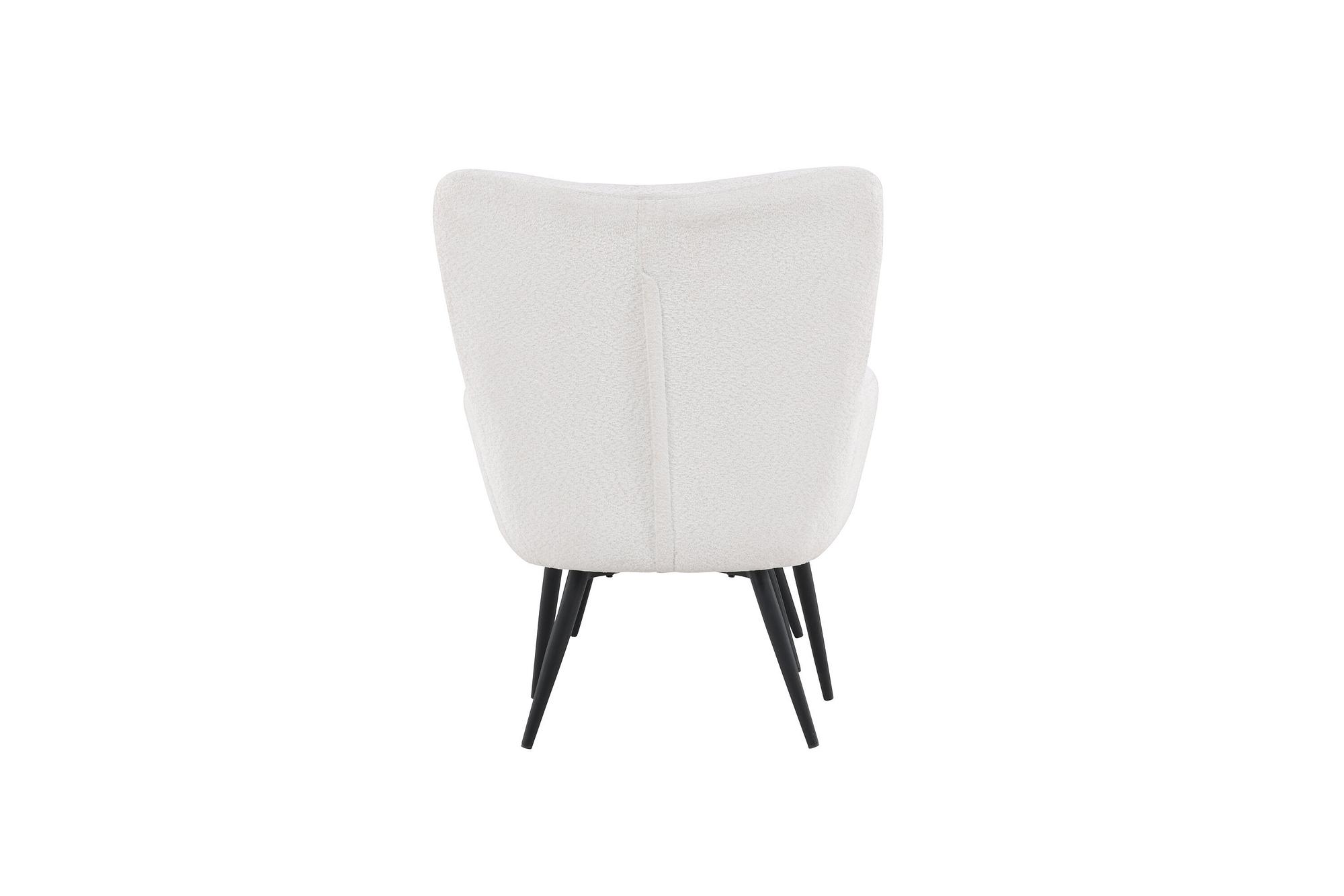 Como Sessel mit Hocker Bouclé Schwarz Weiß 6