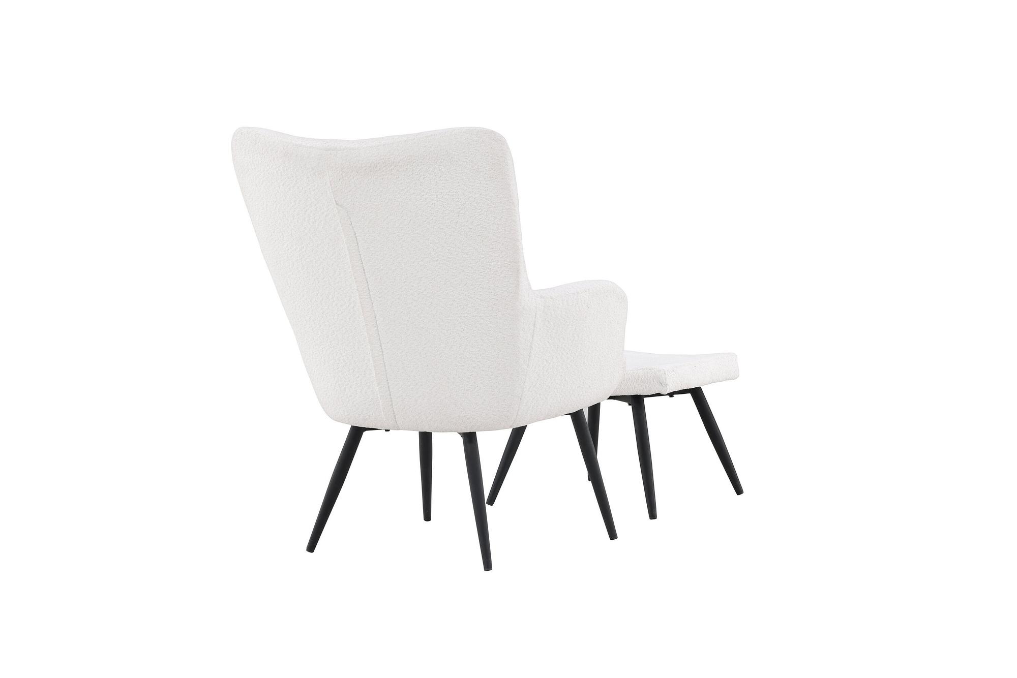 Como Armchair with Footstool Bouclé Black White 7