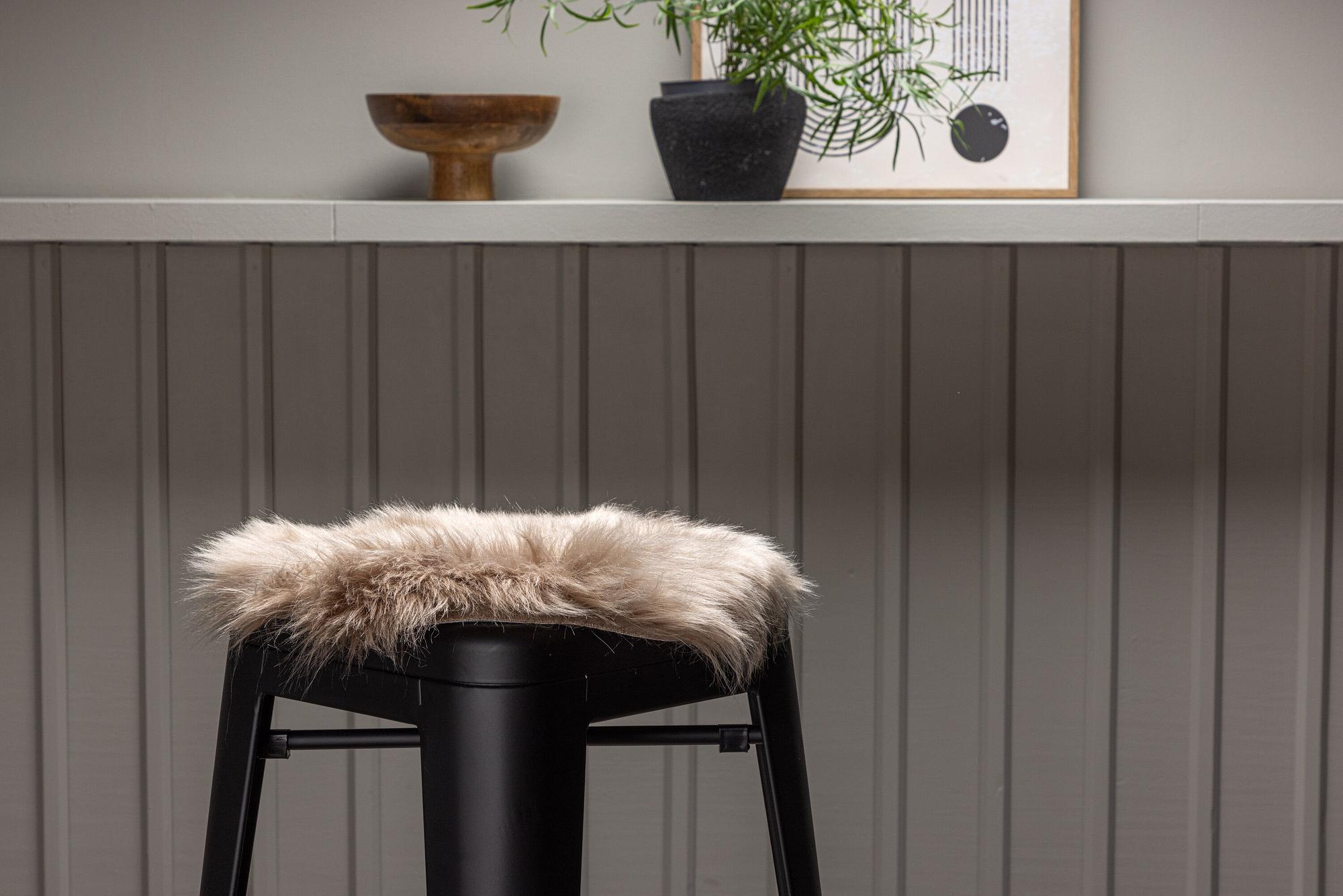 Katy Pouf Polyester Fake Fur Braun / Beige ø34cm 1