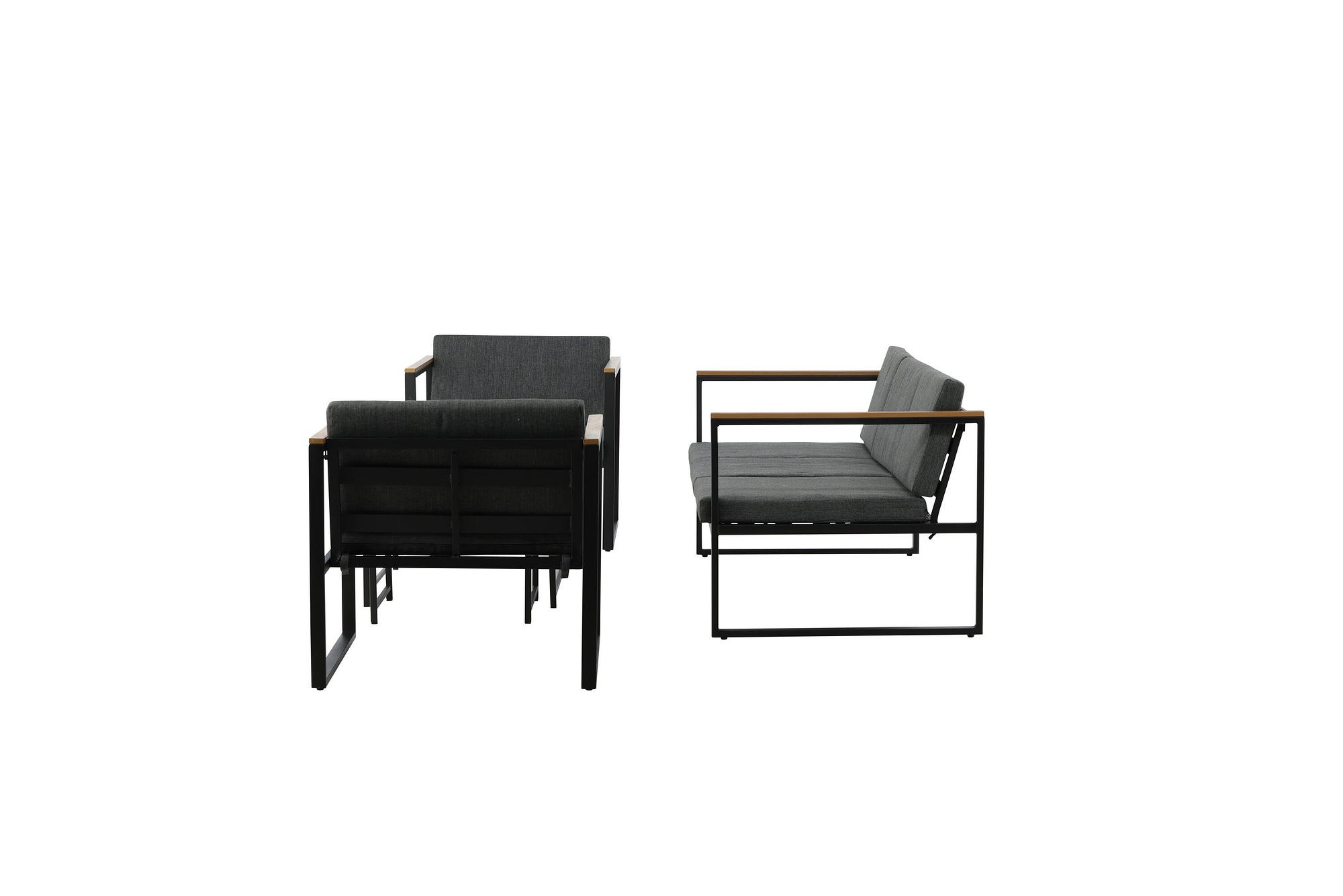 Dakar Sofagarnitur Stahl Textil Grau Schwarz 3