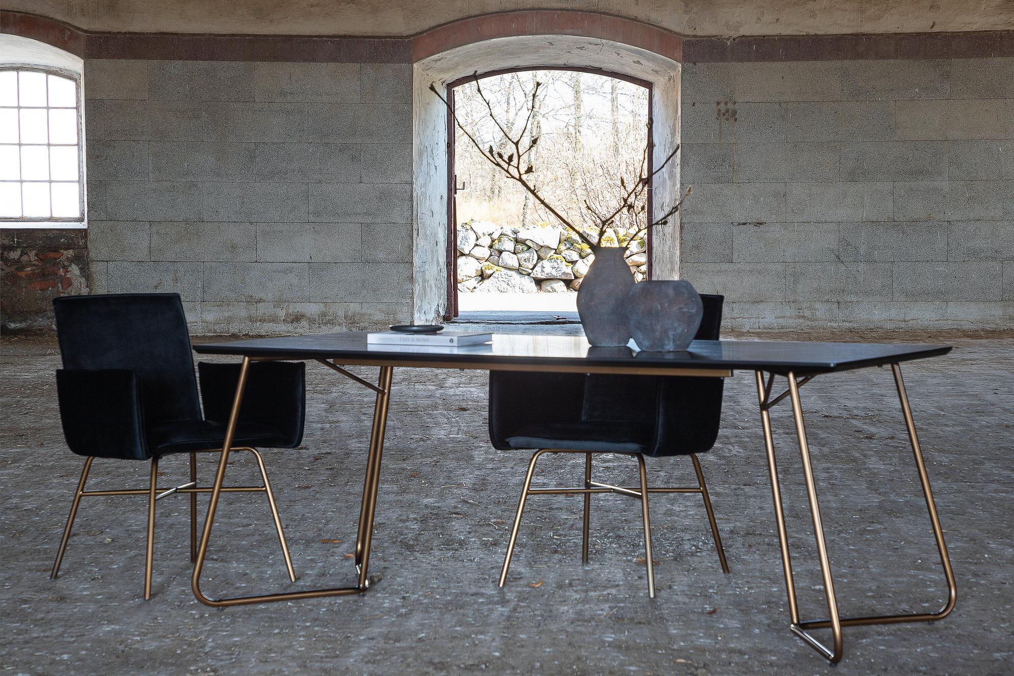 Petra Dining Table Copper in Used-Look Black Veneer 7