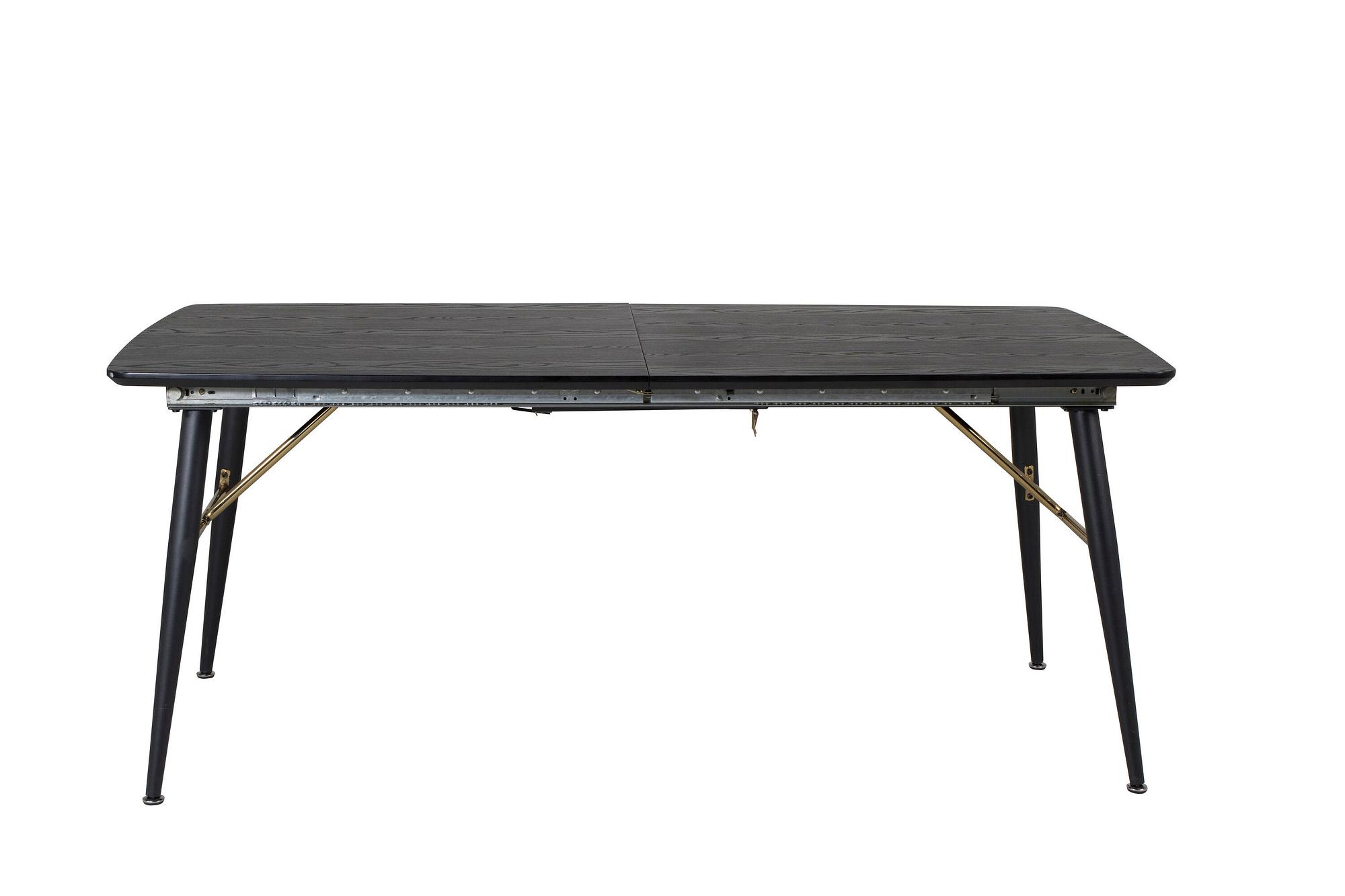 Gold Ausziehtisch 180x85x76 Schwarzes Furnier Messingdetails 0