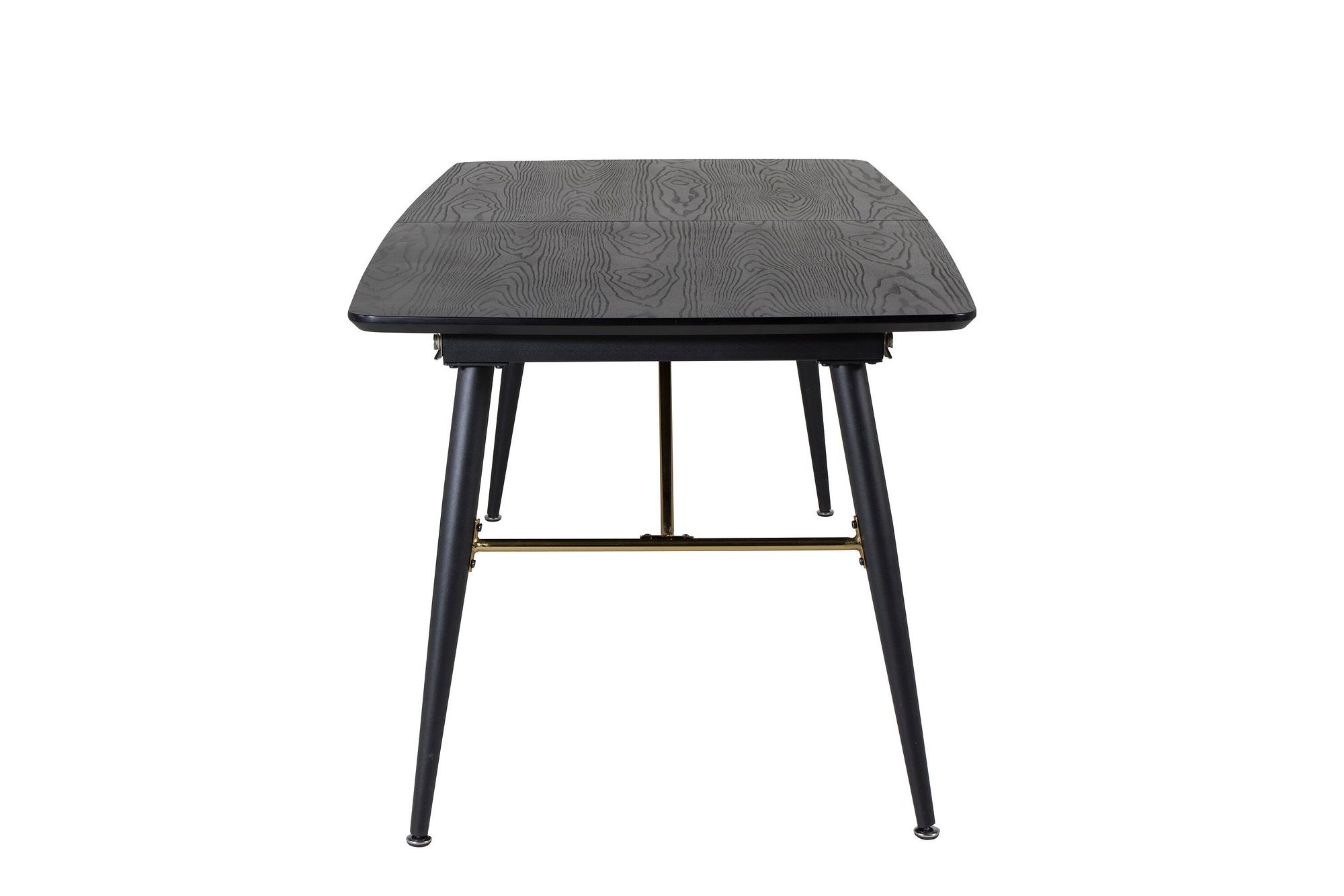 Gold Extendable table 180x85x76 Black Veneer Brass details 1