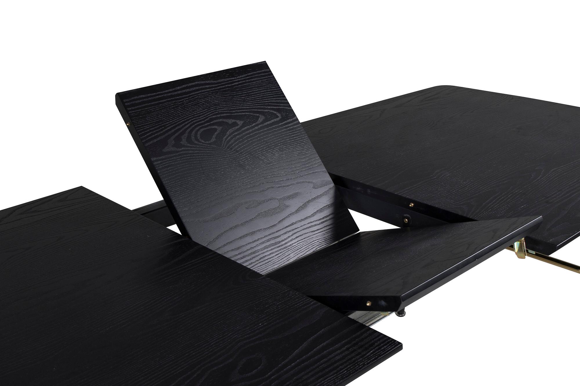 Gold Ausziehtisch 180x85x76 Schwarzes Furnier Messingdetails 5