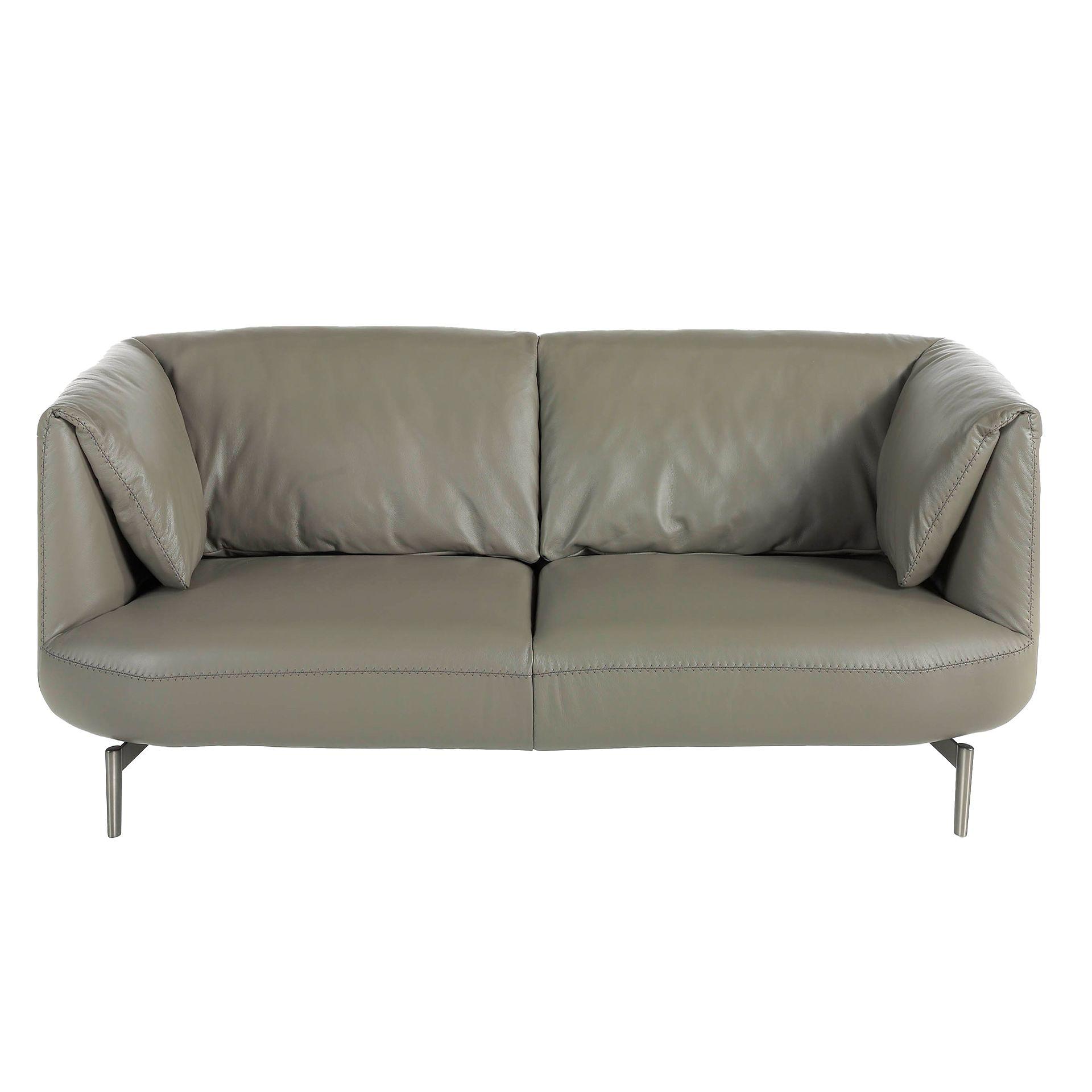 2-seater sofa Leather Grey 1