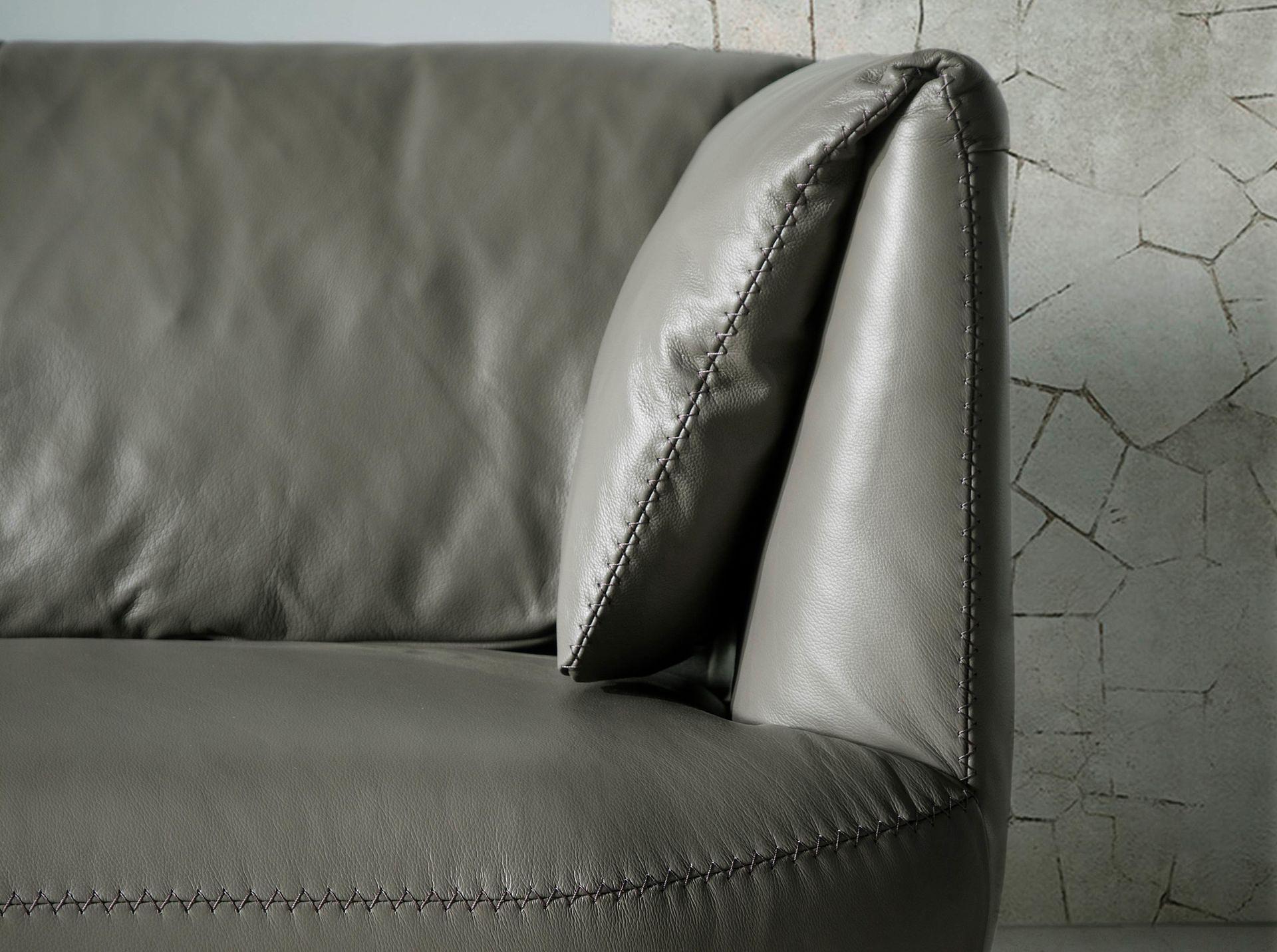 Sofa 2-Sitzer Leder Grau 4
