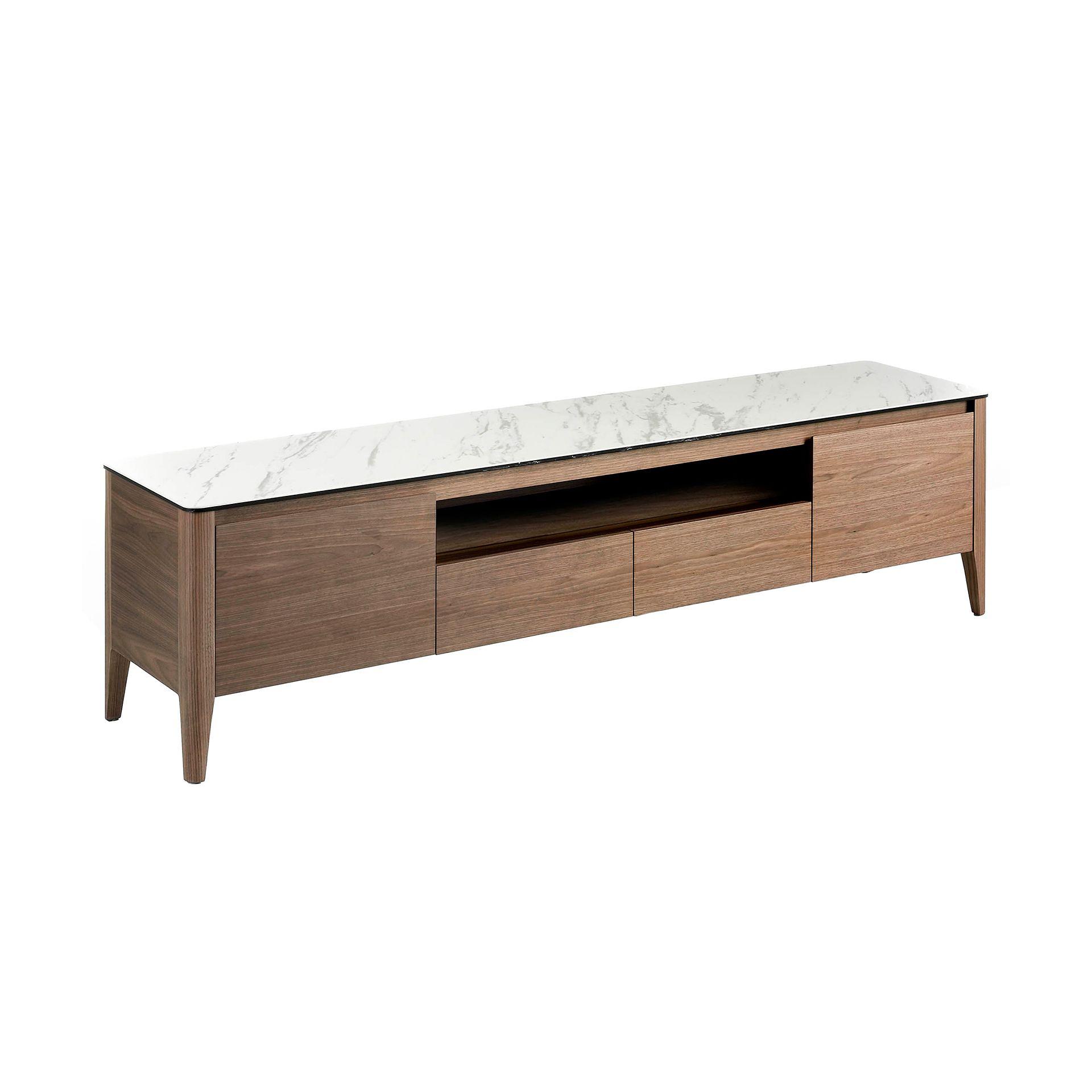 Lowboard Walnut wood Marble look 0