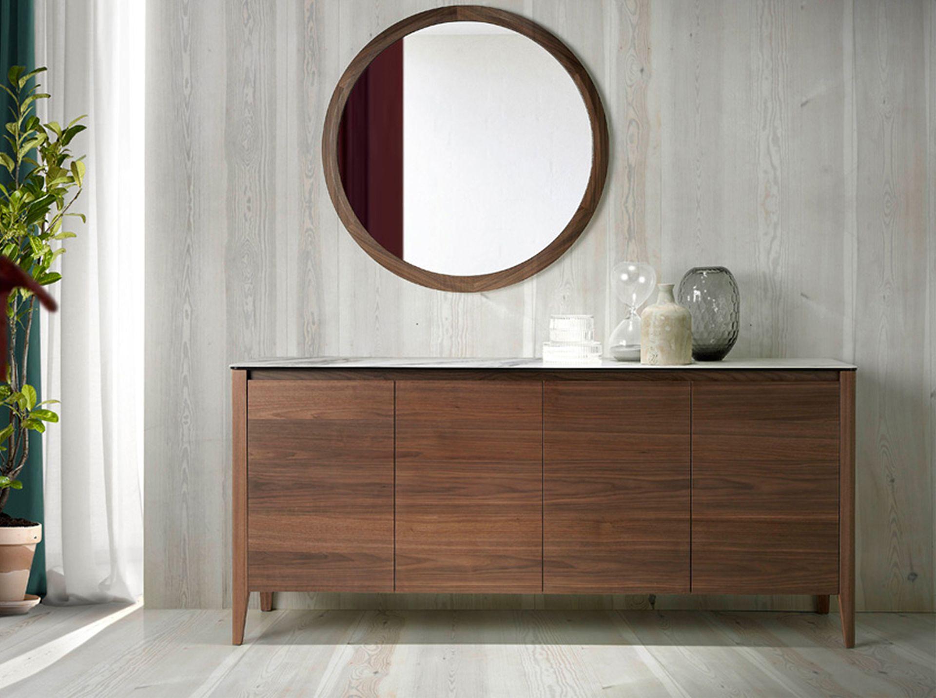 Sideboard walnut wood marble look 2