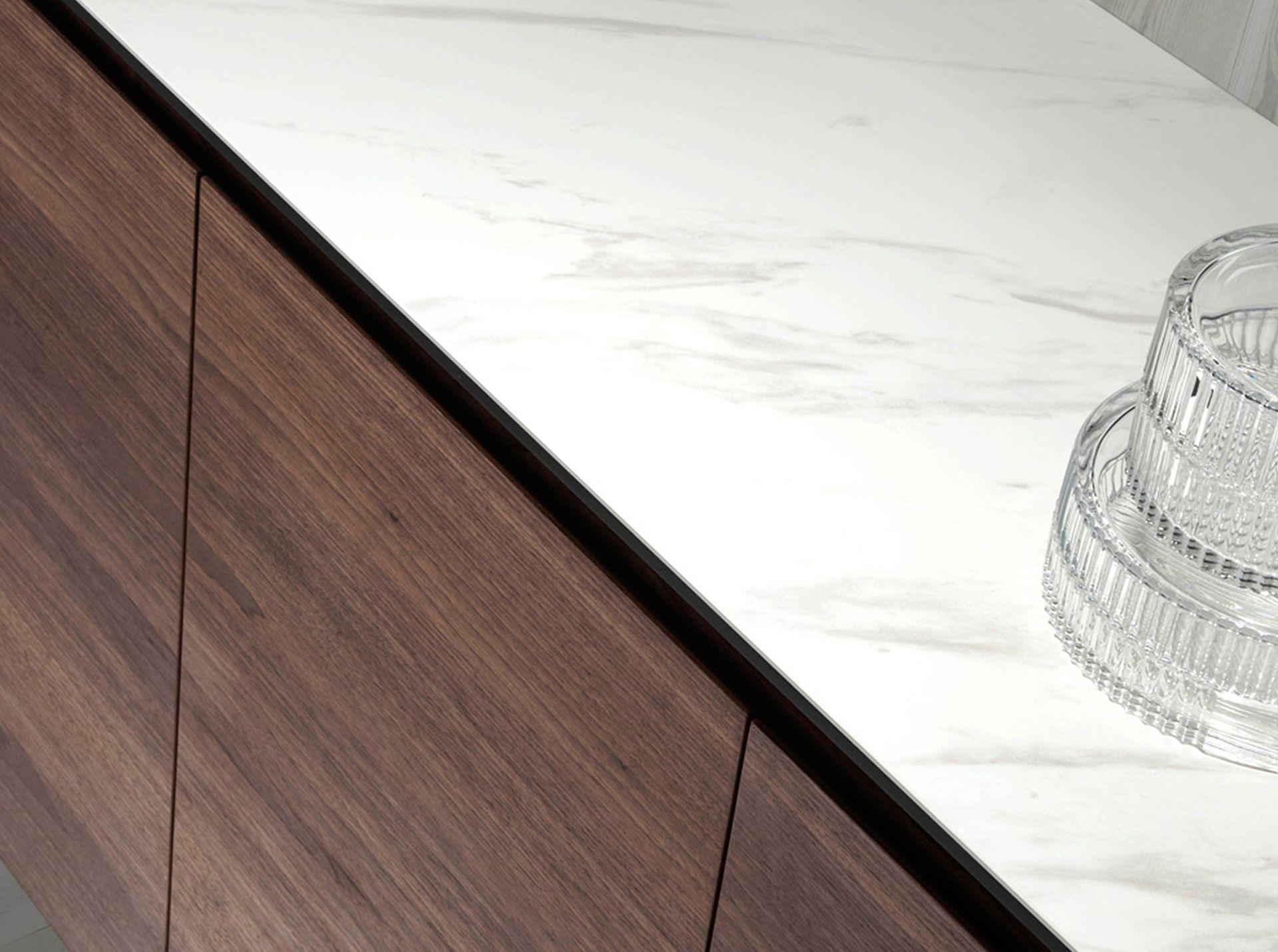 Sideboard walnut wood marble look 5