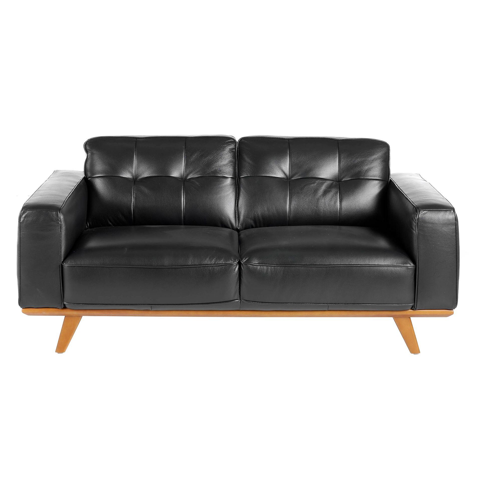Chester Sofa 2-Sitzer Leder Schwarz 1
