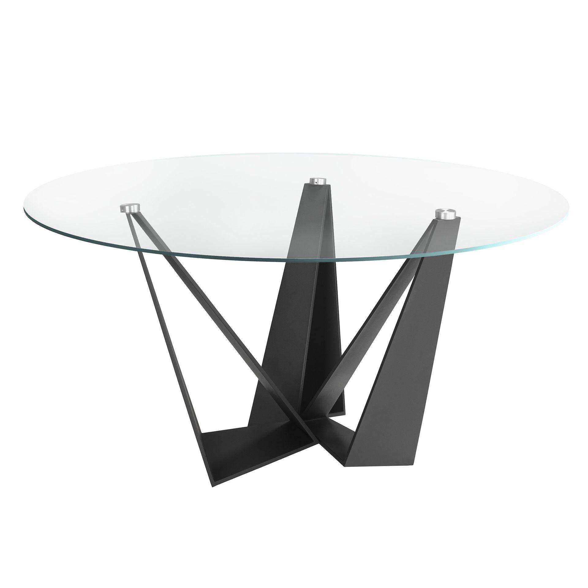 Round dining table Glass/Black steel Ø 150cm 0