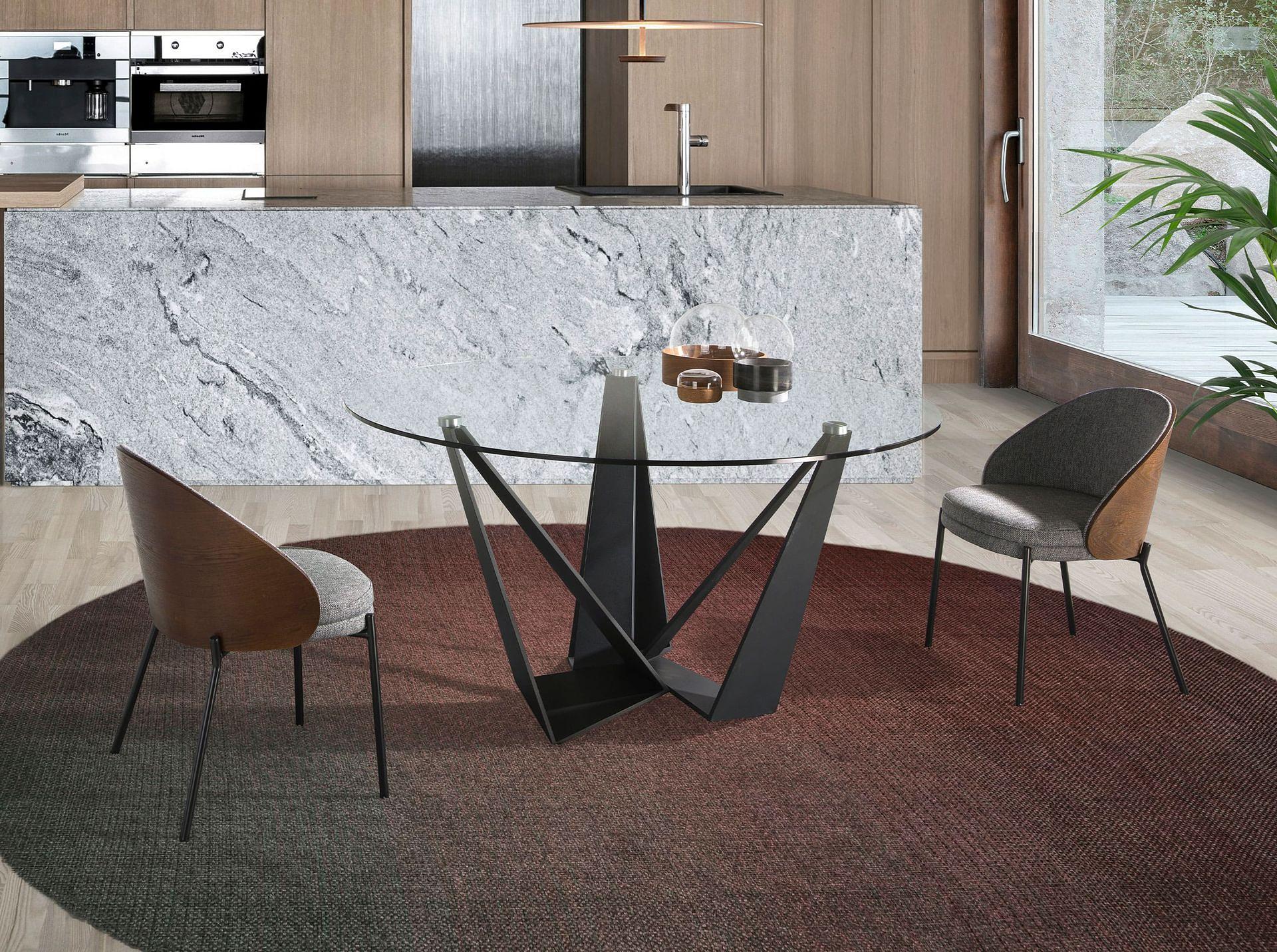 Round dining table Glass/Black steel Ø 150cm 2