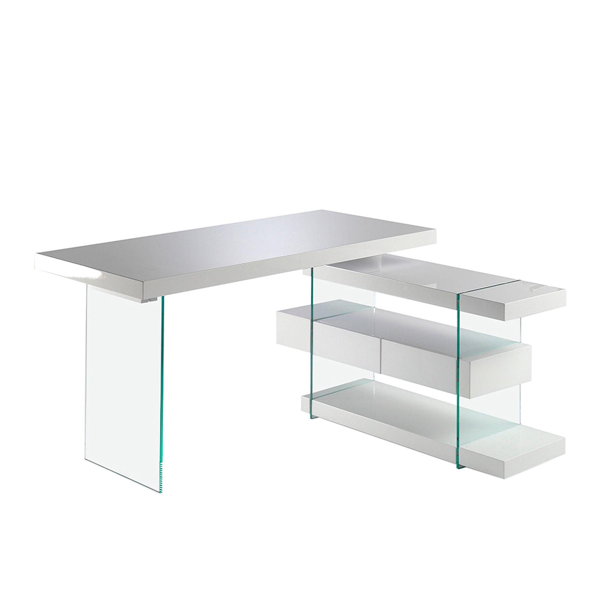 Desk Wood Glass White 0