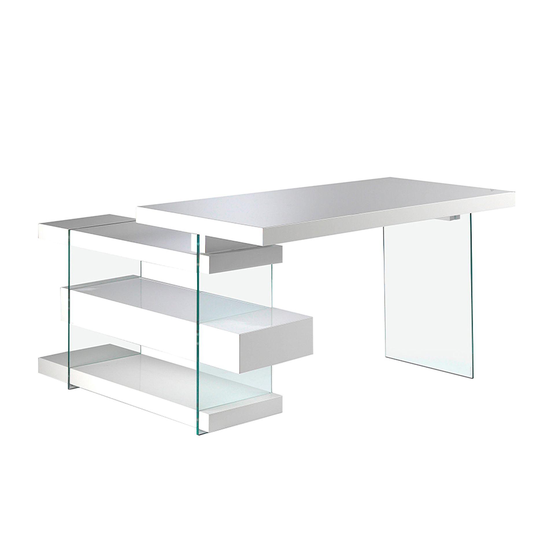 Schreibtisch Holz Glas Weiß 5