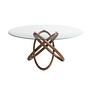 Round dining table walnut wood glass Ø 130cm 1