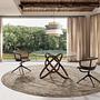 Round dining table walnut wood glass Ø 130cm 2