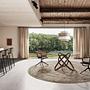 Round dining table walnut wood glass Ø 130cm 3