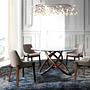 Round dining table walnut wood glass Ø 130cm 7