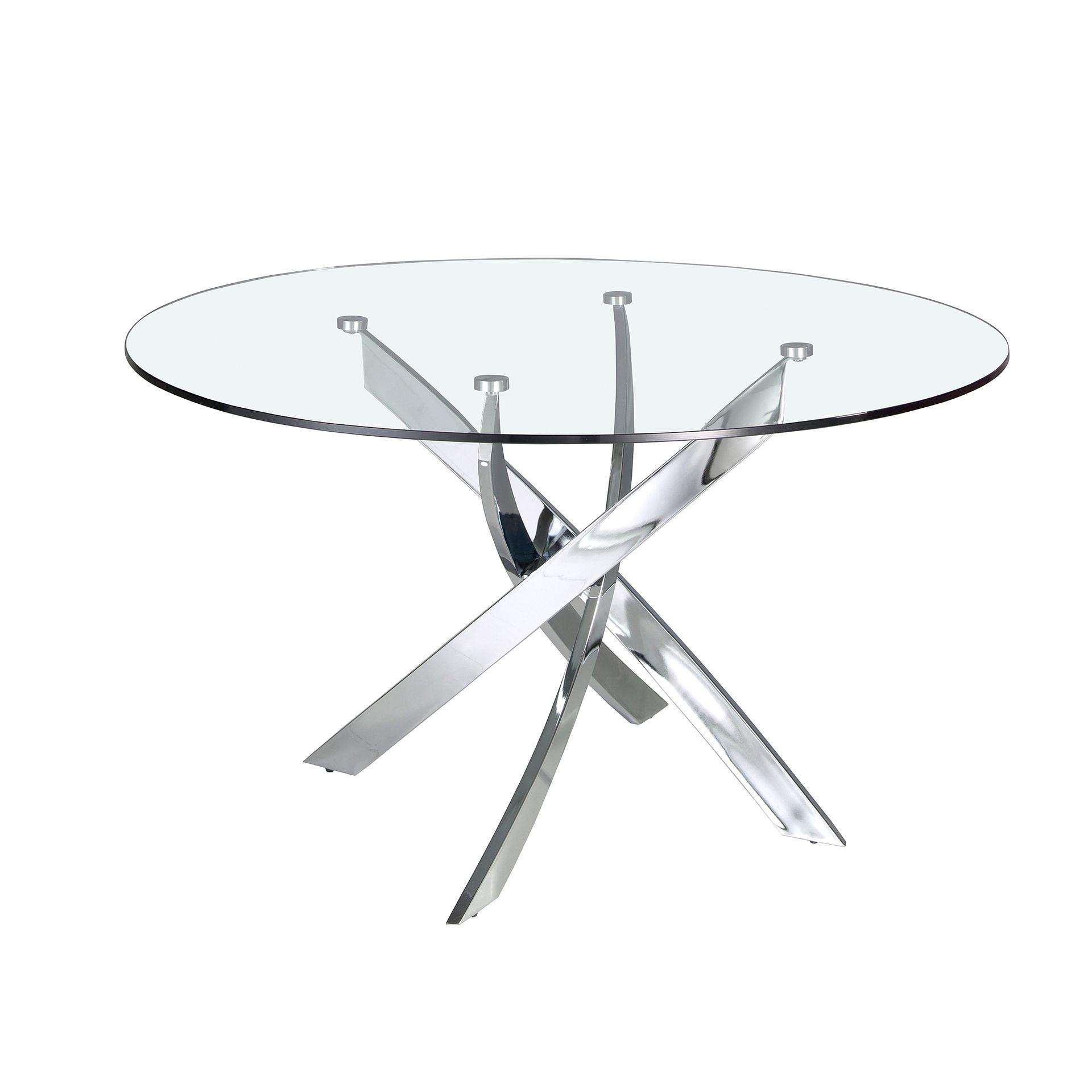 Round dining table Glass Stainless steel Silver Ø 140cm 5