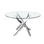 Round dining table Glass Stainless steel Silver Ø 140cm 0