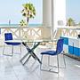 Round dining table Glass Stainless steel Silver Ø 130cm 7
