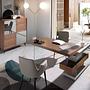 Desk Wood Glass Gray 2