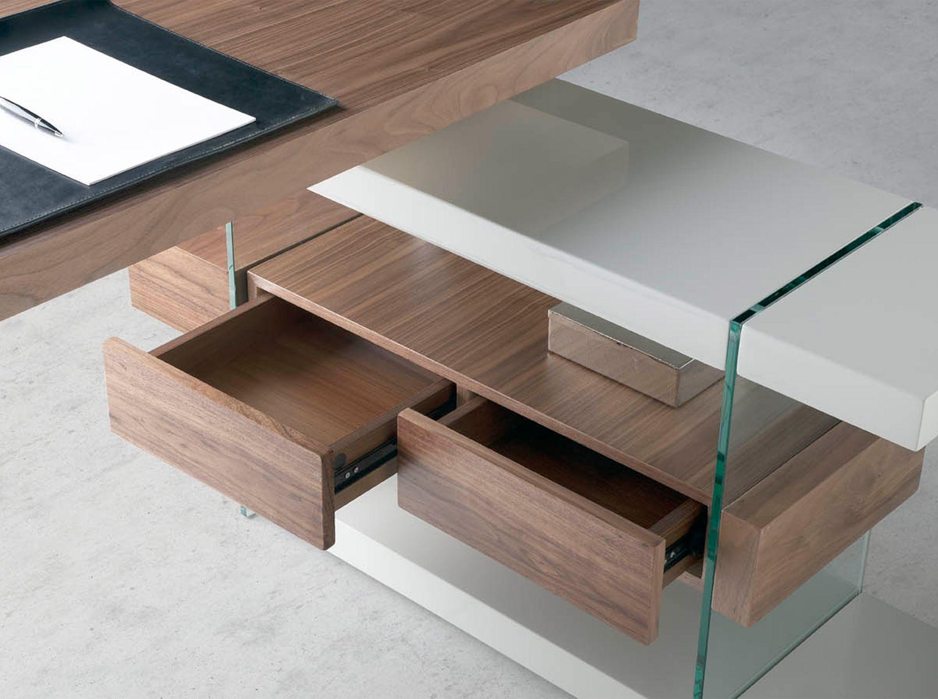 Schreibtisch Holz Glas Grau 4