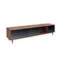 Lowboard Walnut wood Glass Steel Black 0