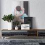 Lowboard Walnut wood Glass Steel Black 2