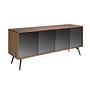 Sideboard Mirror effect Walnut wood Black 0