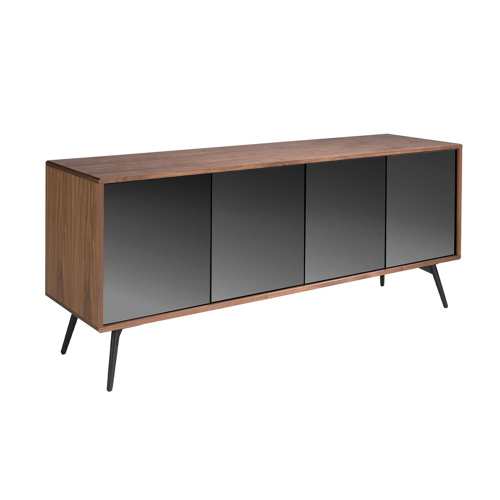 Sideboard Mirror effect Walnut wood Black 0
