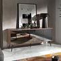 Sideboard Mirror effect Walnut wood Black 2