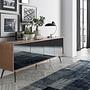 Sideboard Mirror effect Walnut wood Black 5