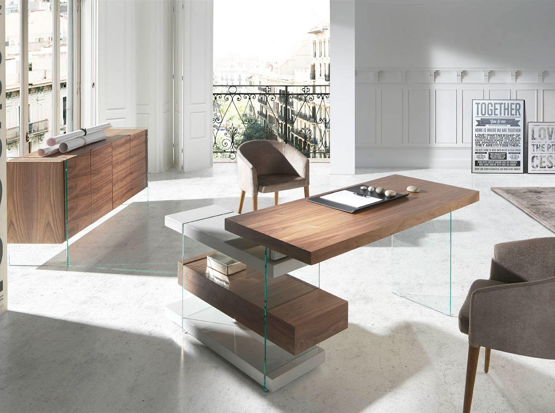 Sideboard Walnut wood Glass Brown 3