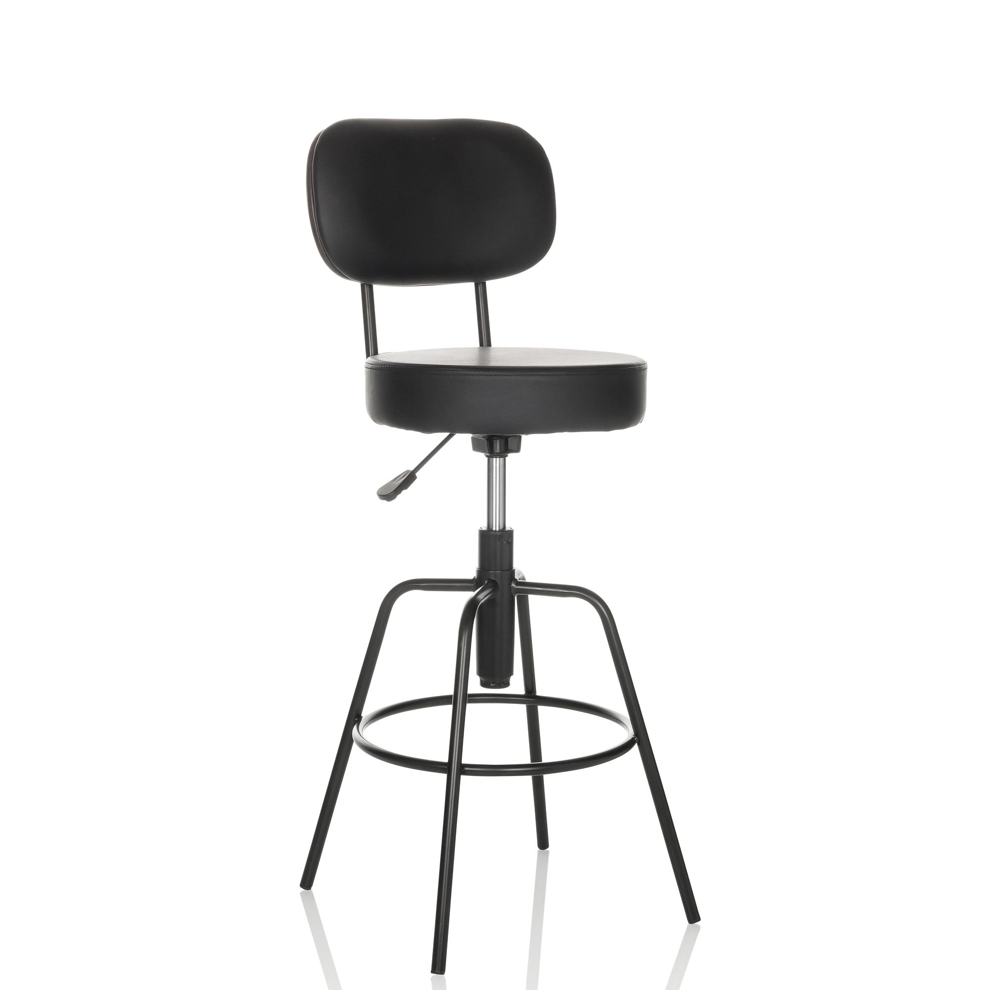 Disc High Stool Height Adjustable Faux Leather Black 0