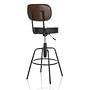 Disc High Stool Height Adjustable Faux Leather Black 3