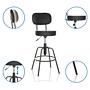 Disc High Stool Height Adjustable Faux Leather Black 4