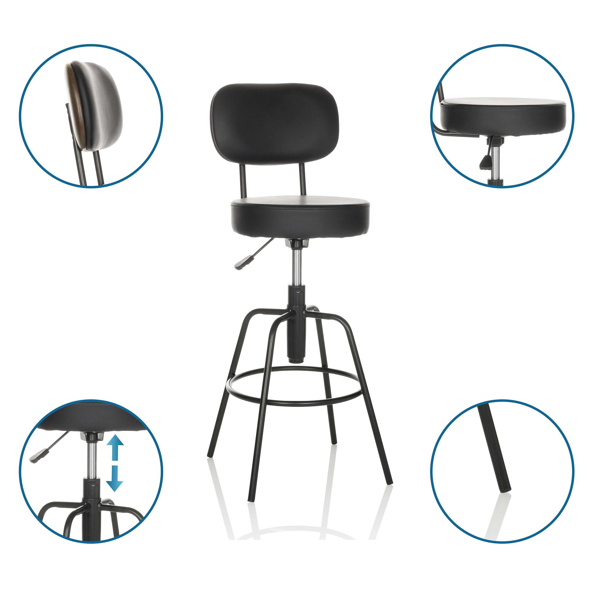 Disc High Stool Height Adjustable Faux Leather Black 4