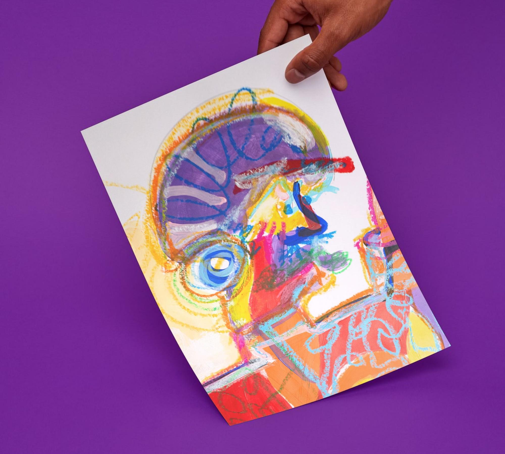 Stampa d'arte A Real Man multicolore 2