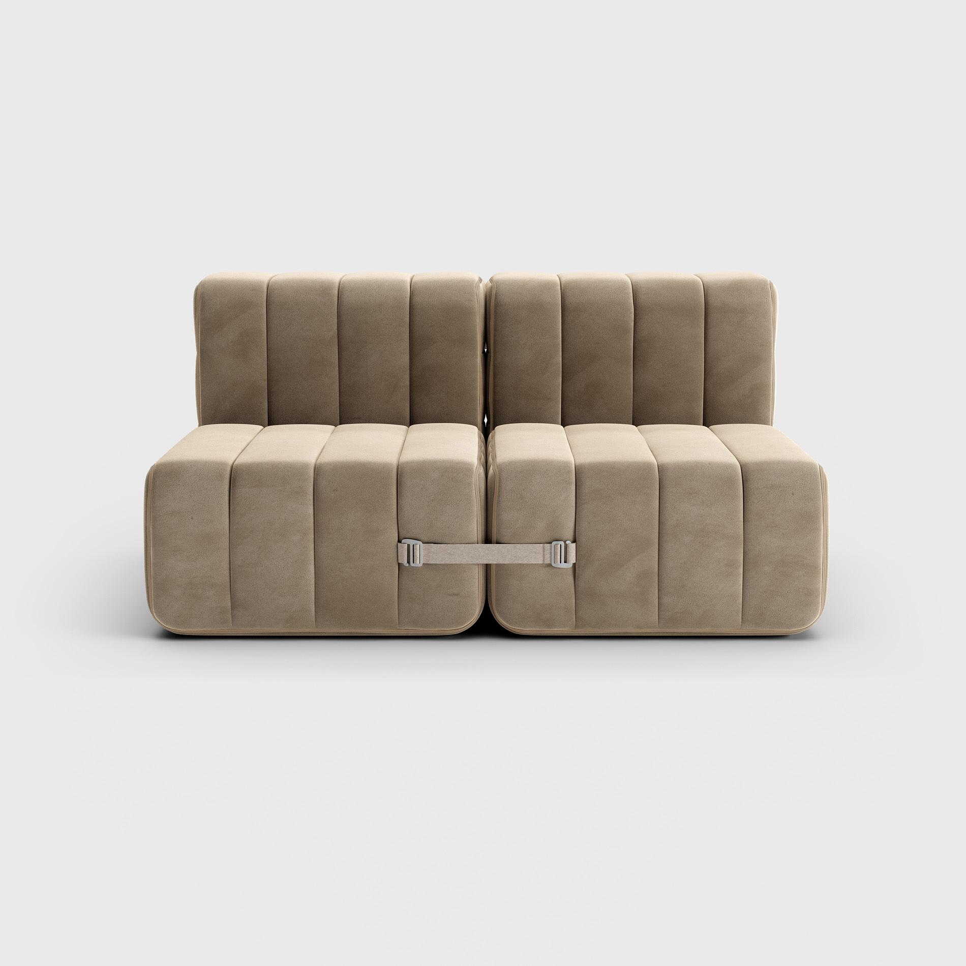 Curt 4 Modular Sofa-Set 2-Seater Brown 2x Curt-Cushions 60x30 1