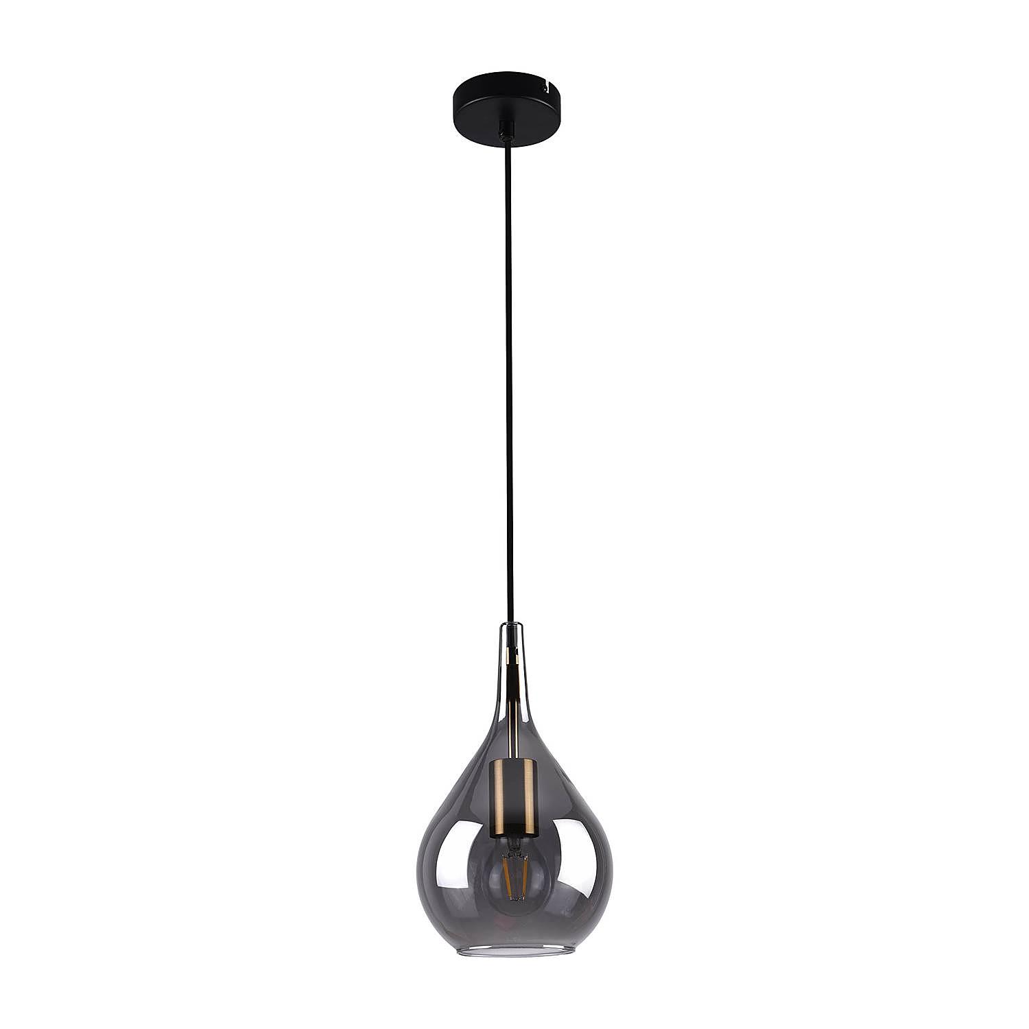 1-Light Gota Type C Pendant Light Smoked Glass Iron 3