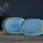 2x Yuki Serving plate Stoneware Green Blue 3