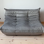 Togo Sofa 3-seater, 2-seater & Ottoman Velvet Silver Gray 1