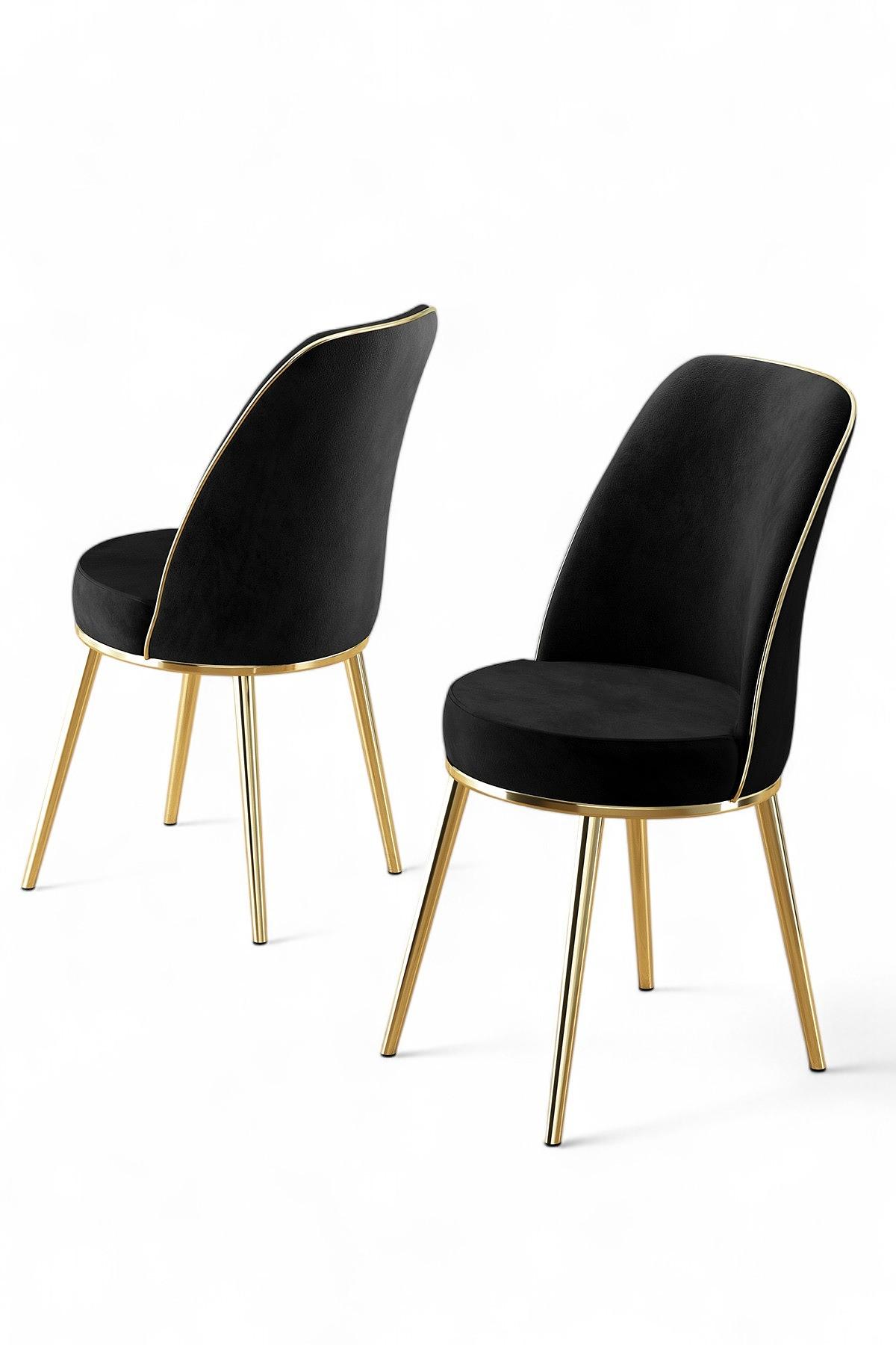 2x Pefa Chair Set Black and Gold 0